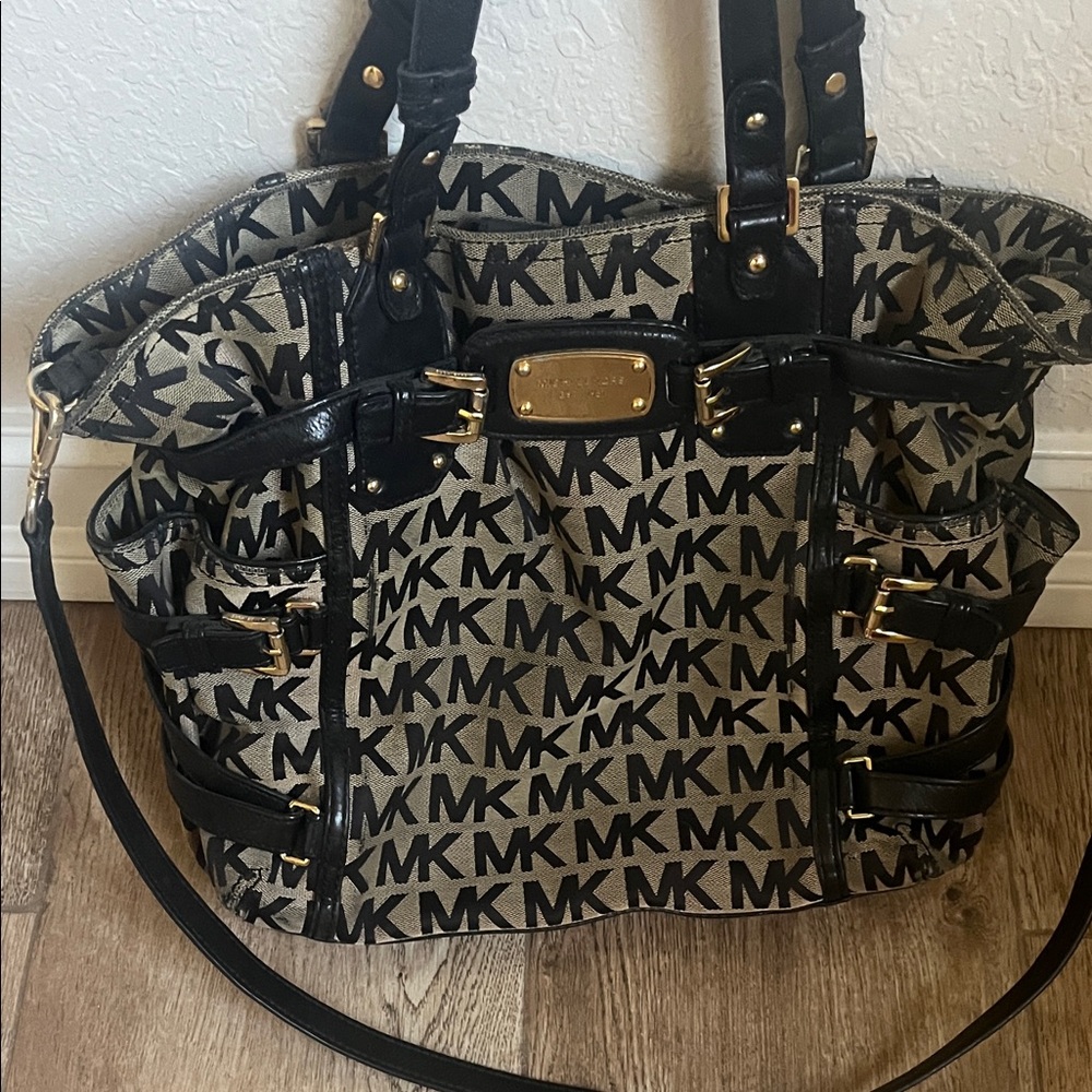 Michael Kors Black and Brown Signature Tote